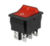 Przełącznik kołyskowy chwilowy KCD6 15A 250V podwójny (ON)-OFF czerwony 6PIN