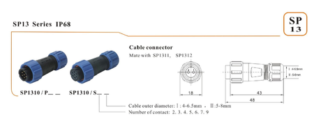 Złącze hermetyczne kpl. 3 PIN SP1310