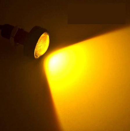 Żarówka LED 12V 1 W 22mm kolor żółty obud.srebrna