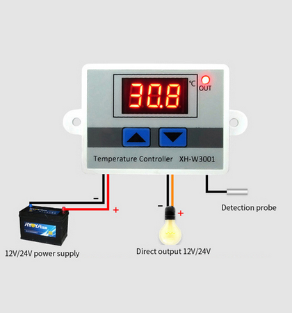 Cyfrowy termostat W3001 regulowany 12V -50C +110C