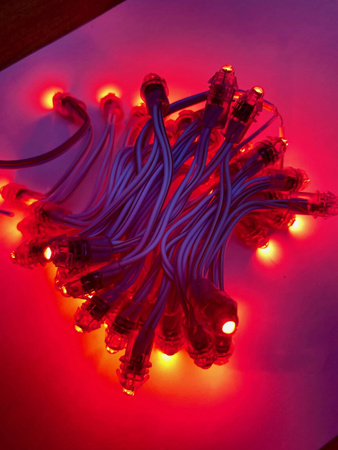 Łańcuch Pixel LED 5V czerwony 50 LED IP65