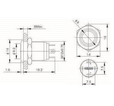 Przycisk wandaloodporny podświetlanyPBWP-12BPW RED