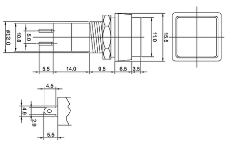 Przycisk monostabilny 1A 250V zwierny PBS-12B
