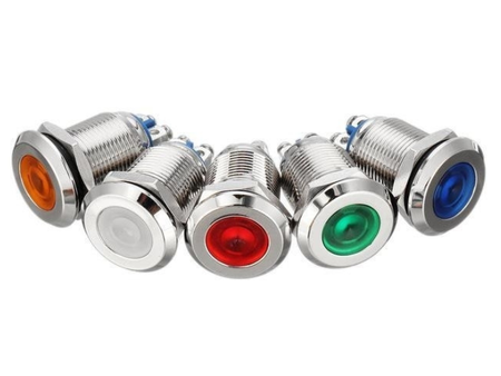 Kontrolka LED 14mm 230V metalowa biała