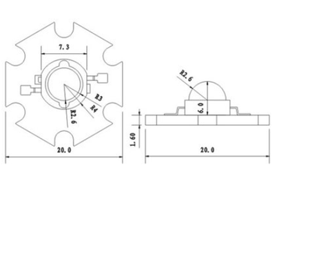 Dioda mocy power LED 1W z radiatorem czerwona