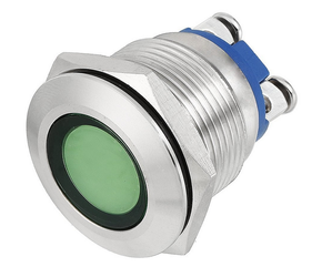 Metalowa kontrolka LED 14mm 230V metalowa zielona