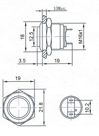 Przycisk wandaloodporny PBWR-16BK monost.CZERWONY