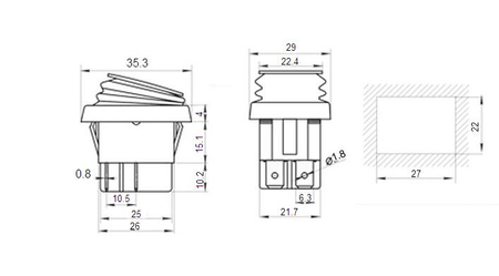 Przełącznik klawiszowy KCD4-G 16A 250V IP65 GREEN