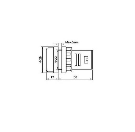 Kontrolka LED 28mm 230V AC biała