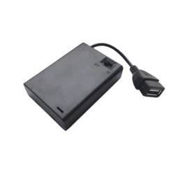 Koszyk na 3 baterie typu AA z wyłącznikiem i gniazdem USB