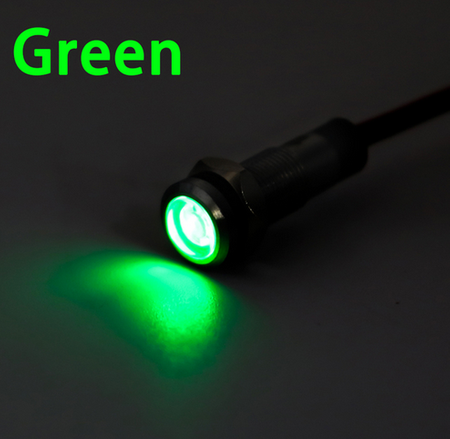 Metalowa kontrolka LED 8mm 12V zielona