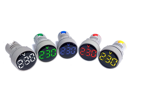 Woltomierz LED 28mm 50-500VAC Niebieski