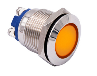 Metalowa kontrolka LED 14mm 12V  żółta