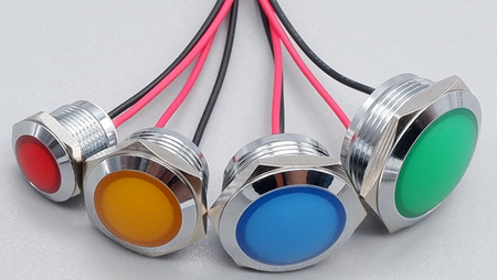 Kontrolka LED 18mm 12V metalowa wypukła niebieska