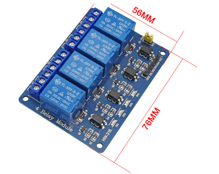 Moduł 4-kanałowy przekaźnik 5V 10A stan niski