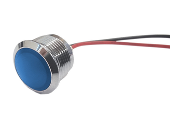 Kontrolka LED 18mm 12V metalowa wypukła niebieska