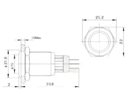Przycisk wandaloodporny bistabilny 2A 250V płaski