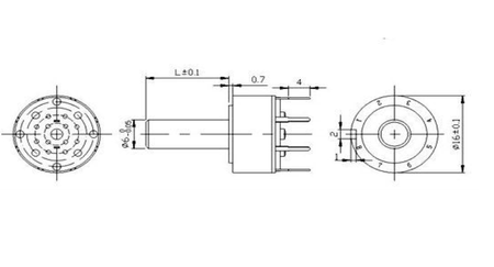 Przełącznik obrotowy PCB 4 pozycje 1 obwód l=15