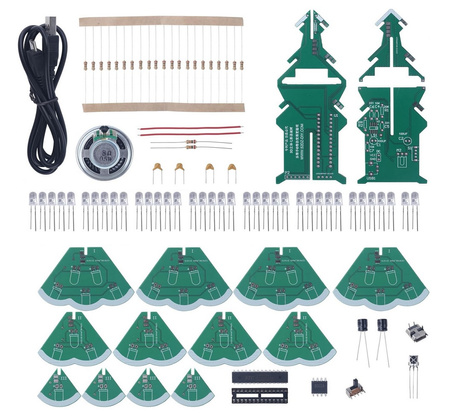 Choinka 3D LED RGB DIY świąteczny efekt muzyczny