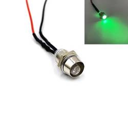 Kontrolka LED 5mm 12V DC ZIELONA CLEAR metalowa wklęsła