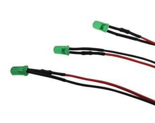 Dioda LED 5mm 12V DC zielona matowa z przewodem 20cm