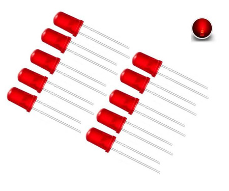 Dioda LED 5mm czerwona matowa 10szt.
