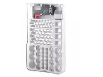 Tester napięcia + organizer na 93 baterie (AA, AAA, C, D, 6F22, CR)
