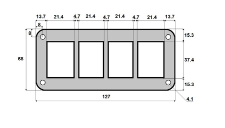 Ramka aluminiowa CARLING 127x68mm na 4 przełączniki