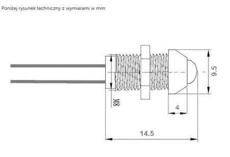 Kontrolka LED 5mm12V DC niebieska metalowa wypukła