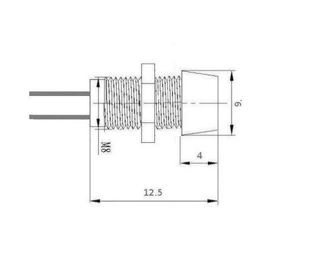 Kontrolka LED 5mm 12V DC biała oprawka metalowa wklęsła