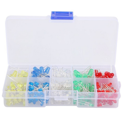 Zestaw 300szt diod LED 3mm i 5mm matowe +organizer