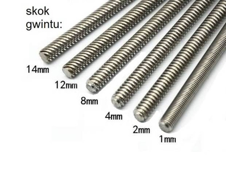 Śruba trapezowa TR8x2-300mm do drukarki 3D CNC + nakrętka