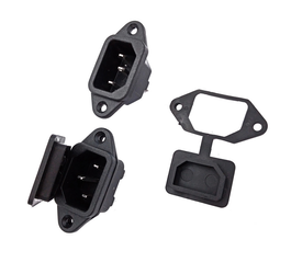 Gniazdo AC IEC męskie do obudowy z osłoną gumową