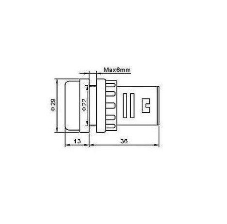 Amperomierz LED 28mm 0-100A 230V Zielony