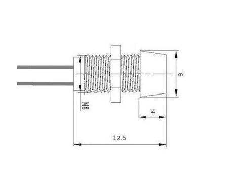 Kontrolka LED 5mm 12V DC zielona oprawka metalowa wklęsła