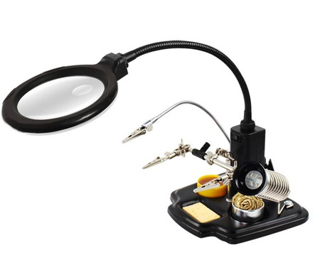 Zestaw trzecia ręka uchwyt do PCB+lupa