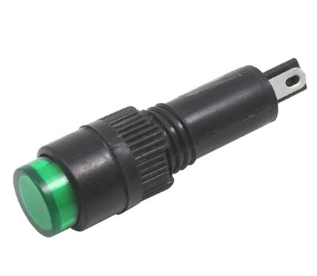 Kontrolka neonówka 8mm 12V DC zielona 