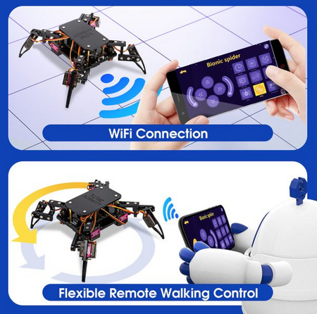 Zestaw edukacyjny Spider Robot Kit DIY STEM Pająk zdalnie sterowany z telefonu