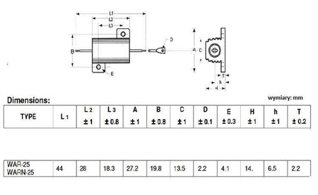 Rezystor mocy drutowy 25W 4.7Ohm