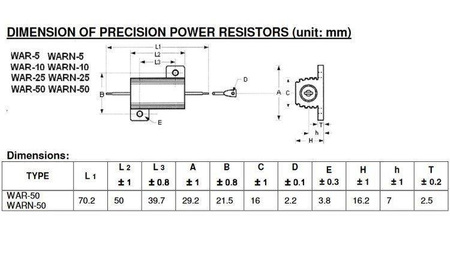 Rezystor Mocy Drutowy 50W radiator0.47R Ohm