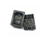 Gniazdo AC IEC męskie do obudowy na zatrzask z wyłącznikiem