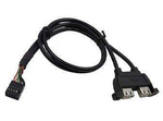 Gniazdo USB A podwójne do obudowy z gniazdem 2x5, przewód 30cm