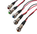Kontrolka LED 5mm12V DC niebieska metalowa wypukła