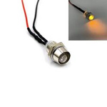 Kontrolka LED 5mm 12V DC żółta clear, oprawka metalowa wklęsła