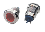 Metalowa kontrolka LED 16mm 230V czerwona T2 z konektorami