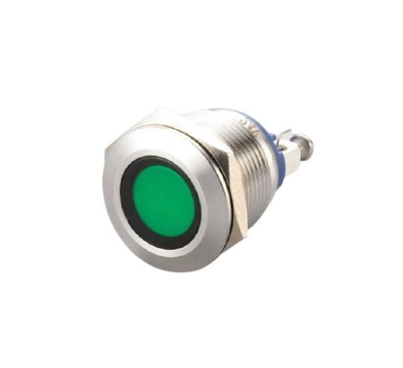 Kontrolka LED 22mm 230V metalowa zielona